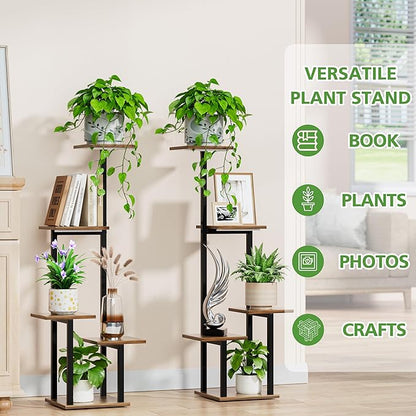 LATIBELL Plant Stand Indoor with Grow Light - 2 Pack Metal Plant Shelf for Indoor Plants Multiple, 5 Tiered Corner Plant Stand Shelves, Plant Rack Display Flower Holder for Living Room Patio Balcony