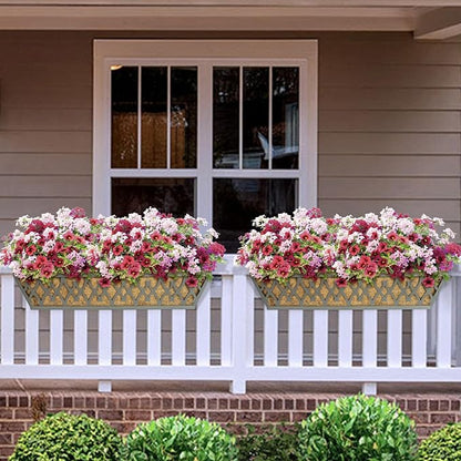 6 Pack 24 Inch Window Boxes Planters Railing Planter Box with Adjustable Brackets for Porch Fence Patio Balcony Hanging Flower Baskets with Coco Liners for Outdoor Garden Decor - Dark Grey