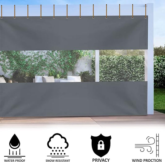 Outdoor Curtains: 7' x 10' PVC Coated Polyester Waterproof Panel, Gray