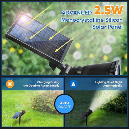 KEV Solar Spot Lights Outdoor,18 LEDs Solar Flood Lights with 2 Modes &Adjustable &IPX65 Waterproof,Solar Spotlight for Driveway/Backyard/Patio Landscape/Tree/Garage(Cool White, 1 Pack)