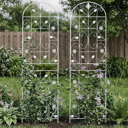 Trellis for Climbing Plants Outdoor, （2 Pack 70.8x19.6-inch）, Generic Metal Garden Trellis, Rustproof, Easy Assembly,（White）