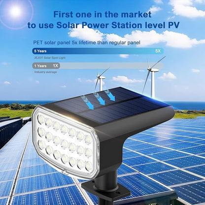 Solar Lights Outdoor Waterproof IP65, Super Bright LED with Lens, 3000K 2 Lighting Modes, Solar Powered Yard Garden Solar Spot Lights for Outside Landscape Auto On/Off -4 Pack