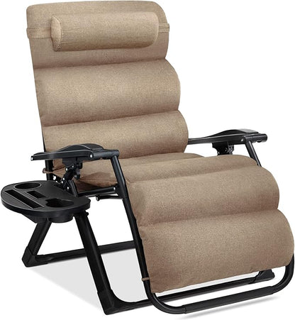 Zero Gravity Recliner Chair in Wheat with Removable Plush Cushion
