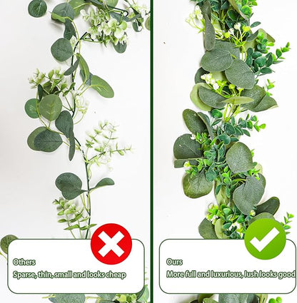 Artificial Eucalyptus Garland, 2 Pack, 5.9 Ft Green Faux Greenery Vine