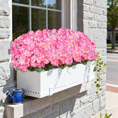 Artificial Geraniums Flowers for Outdoors, 6 Bundles Realistic Silk Fake Geranium, No Fade Faux Plants for Hanging Baskets, Window Boxes, Pots - Porch, Patio, Garden Decor(Pink)