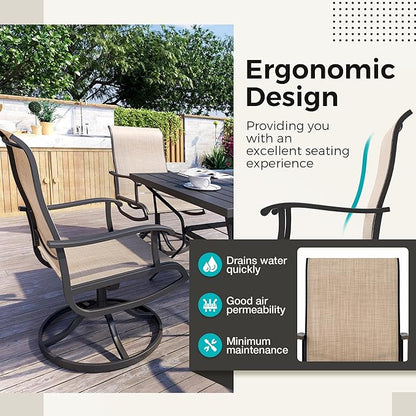 Pamapic Textilene Outdoor Dining Chair 1 Piece, Perfect for Garden, Backyard, Poolside, Patio, Beige
