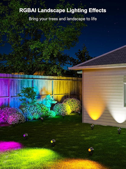 ANGELHALO Smart Landscape Spotlights, Low Voltage IP65 Waterproof Outdoor Spotlights Compatible with APP/Voice/Alexa Control, Color Changing Lights for Yard Garden Pathway Lawn, 6 Pack