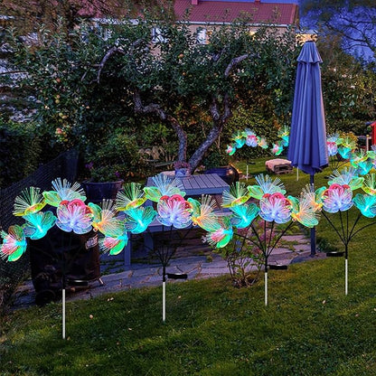 JJGoo 2 Pack Solar Garden Lights, Solar Flower Swaying Light for Outside, New Upgraded Outdoor Waterproof Light for Garden Patio Yard Front Porch Decor