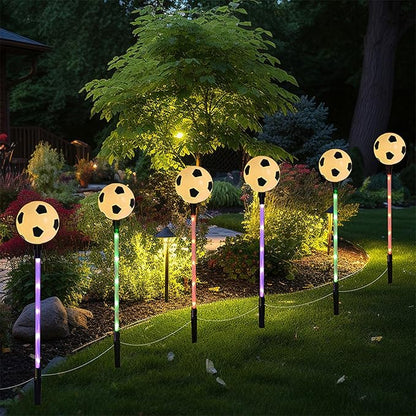 Battery Powered Garden Sports Ball Theme Party Stake Lights Soccer Football LED Landscape Path Lights Indoor/Outdoor Christmas Festival Home Patio Decoration Lamps