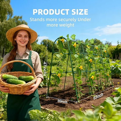 Cucumber Trellis for Raised Bed, U-Shape Garden Arch Metal Support for Climbing Plants, Metal Arch Plant Support Vegetables Trellis, Plant Support for Vine (Green, 31.5 * 30 * 47inch(L*W*H))