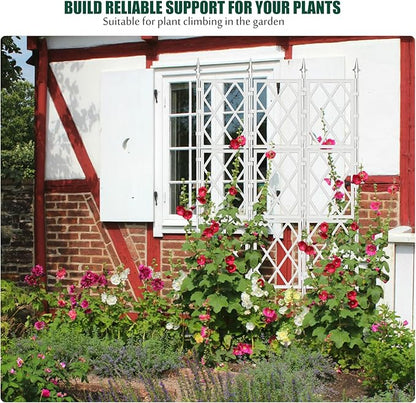 5.25FT Metal Pipe Trellis for Climbing Plants Outdoor, Garden Wall White Trellis with Garden Twist Tie, Support Tall Plant Fence for Ivy Vines Rose Flower