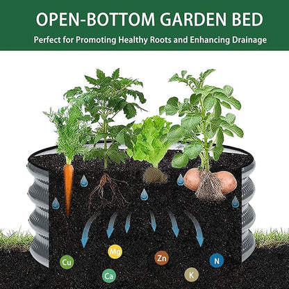 2 Pcs 2x2X1 FT Round Galvanized Raised Garden Bed Kit, Silver Outdoor Planter Garden Bed, Metal Raised Box for Vegetables, Fruits, Flowers & Herbs