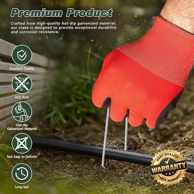 FEED GARDEN 4 Inch 25 Pack Galvanized Landscape Staples 11 Gauge Anti-Rust Garden Stakes Landscaping Fabric SOD Pins Yard Stakes for Weed Barrier Fabric