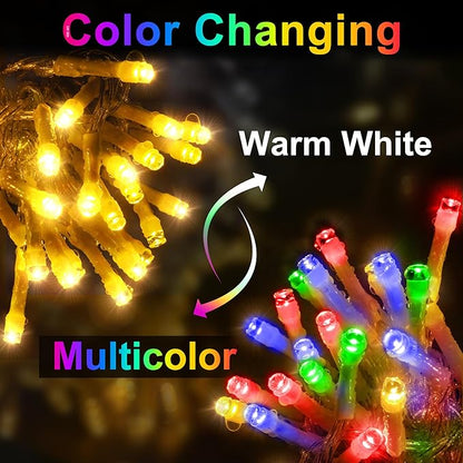 String Lights, 400 LED 33 ft Outdoor Color Changing Warm White to Multicolor