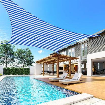 Quictent 20x26ft Sun Shade Sail for Patio, 185GSM Heavy Duty Rectangular Outdoor Sunshades UV Block Outside Canopy Cover for Backyard White and Blue Multi