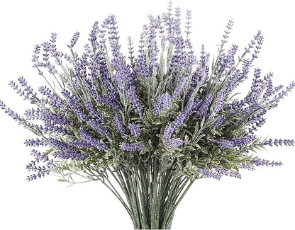 Butterfly Craze Lavender Artificial Flower Stems - UV-Protected Outdoor Artificial Plants - Plastic Flowers for Outdoors - Floral Picks for Weddings & Centerpieces - 4 Pack, 14.5"-16.5"