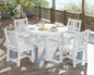 AMERLIFE 5 Piece HDPE Outdoor Dining Table & Chairs Set, All-Weather Patio Table and Chairs Set Furniture with Umbrella Hole for Garden, Backyard, Poolside, Seaside, White