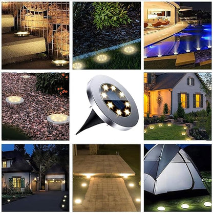 4.6 Inch Diameter Solar Ground Lights, Waterproof Solar Garden Lights, Outdoor Garden Waterproof Bright in-Ground Light, Landscape Lighting for Pathway,Yard,Lawn,Patio,Walkway (8 Pack White Light)