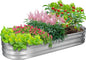 GOOZOO Galvanized Planter Raised Garden Bed, 4x2x1 ft Raised Garden Bed Kit for Gardening Outdoor, Oval Metal Land Planter Box for Vegetables, Flowers, Herbs, Fruits, Easy Assembly（Silver）