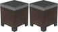Outsunny 2 Pieces Outdoor Patio Ottomans, All Weather Wicker Outdoor Footstools with Removable Cushions, 3-in-1 PE Rattan Ottoman Seat, Footrest and Side Table for Backyard, Poolside, Gray