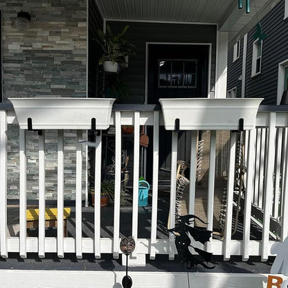Planter Box Brackets, Adjustable Window Box Brackets for Deck Railing, No Drill Flower Box Bracket for Outdoor Planters-2 Pack