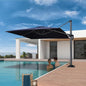PURPLE LEAF 8' X 8' Patio Umbrella with Steel Plate Base for Pool 7' High Offset Outdoor Cantilever Umbrella Swimming Pool Umbrella with 360°Rotation for Poolside Navy Blue