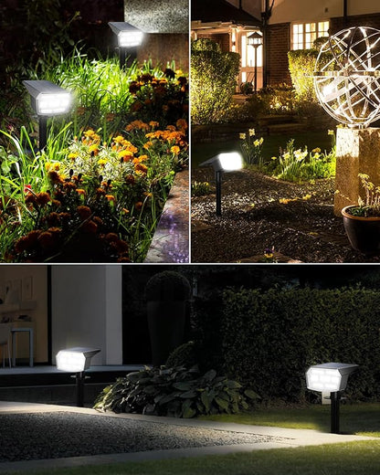 HIBOITEC Solar Spot Lights Outdoor 59LED Landscape Lights Solar Powered Uplights Waterproof Adjustable Brightness Dusk to Dawn for Outside Garden Yard Trees 8 Packs Cool White