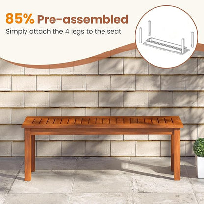 Tangkula Outdoor Wood Bench, 2-Person Backless Patio Garden Bench - Image 8