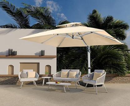 ABCCANOPY Patio Umbrella Cantilever Double Top Outdoor Offset Umbrella with 360° Rotation