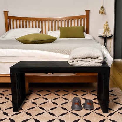 Bamboo Dining Bench, 35 inch Farmhouse Decor Indoor Kitchen Table Bench, Entryway Shoe Rack Bench Solid Bamboo Benches for Living Room, Hallway, Bedroom, Bathroom