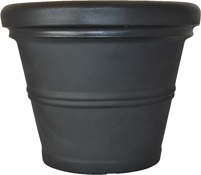 Tusco Products RR30BK Classic Rolled Rim Garden Planter, 30", Black