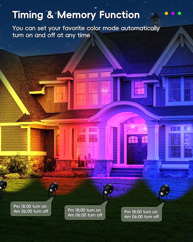 CORESLUX Christmas Smart Spot Lights Outdoor, Color Changing Warm White Landscape Lights with APP and Remote Control, Spotlight Waterproof for Garden Yard Patio Landscape, 6 Pack