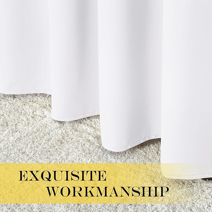 NICETOWN Extra Long Room Darkening Curtain 102 inches Long, Grommet Patio Door Curtain Thermal Drape Sound Reducing for Living Room/Bedroom (White, W66 x L102, 1 Panel)