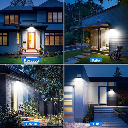 Peasur 4 Pack Solar Motion Lights Outdoor, 318 LED Solar Security Light with 3 Modes, IP65 Waterproof Powered Flood Lights for Outside Garden Patio Garage Yard Backyard