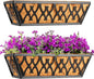 2 Pack 16 Inch Window Boxes Planters Railing Planter Box with Coco Liners Deck Railing Planter Boxes Balcony Hanging Flower Box for Outdoor Plants Garden Decor