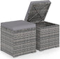 Tangkula 2 Pieces Patio Ottomans, Patiojoy Hand-Woven PE Rattan Side Table with Removable Cushion & Hidden Storage Space, Multifunctional Storage Box, Seat for Patio, Backyard, Poolside (Light Grey)