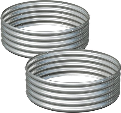 2PCS 3x3x1FT Galvanized Raised Garden Bed Kit,Vegetable Boxes-Round Metal Flower Box,Large Planter Raised Beds Outdoor Garden for Planting,Fruit,Herb-Silver