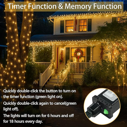 Connectable 100 LED String Lights Indoor Outdoor, 33FT Warm White Christmas Lights Waterproof, 13 Modes with Timer, Twinkle Fairy Lights Plug in Clear Wire for Christmas Tree, Bedroom, Classroom Decor