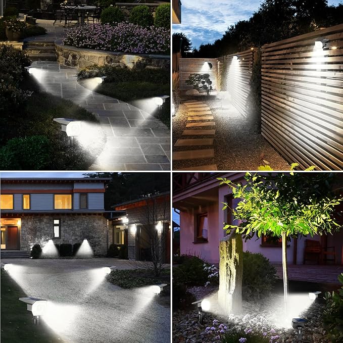 Peasur 4 Pack Solar Spot Lights - Outdoor Waterproof 2-in-1 Auto On/Off Solar Landscape Lighting for Outside Yard, Wall, Garden, Pathway