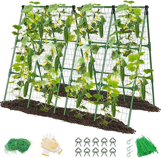 4 Pack Cucumber Trellis, Garden Trellis for Climbing Plants Outdoor, A-Frame Cucumber Trellis for Raised Bed, Plant Grow Support for Tomato, Squash, Vegetable, Flower(33"x47"x4Pcs)