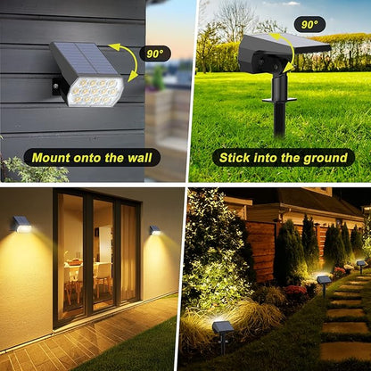 Solar Spot Lights Outdoor 8 Pack, IP65 Waterproof Solar Landscape Spotlights with 65 LEDs, 3 Lighting Modes Solar Garden Lights for Yard Pathway House Driveway (Warm White)