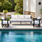Outdoor Furniture Set, Metal Patio Conversation Set with 6" Thick Cushions, Outdoor Couch Sofa and Patio Chairs Set for Backyard Porch Balcony, White