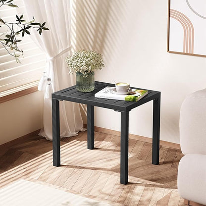 Crestlive Products Outdoor Side Table Set of 2, Aluminum Rectangular Side/End Table, Small Patio Coffee Bistro Table for Outdoor Indoor (Black)