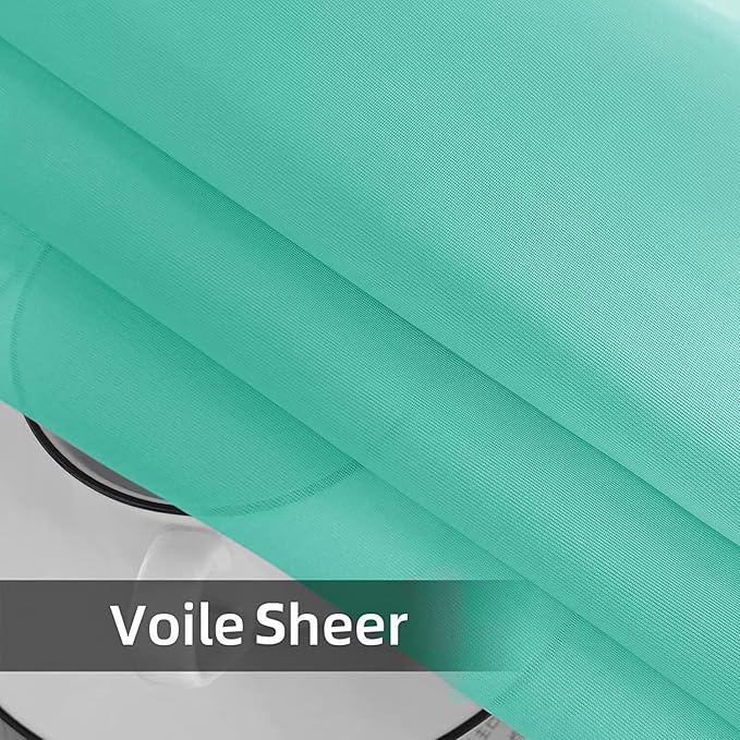SpaceDresser Waterproof Outdoor Sheer Curtains for Patio - 2 Panels Rod Pocket Indoor Voile Sheer Curtain for Living Room,100W x 84L inch, Turquoise
