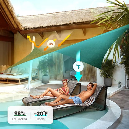 Quictent 20x26ft Sun Shade Sail for Patio, 185GSM Heavy Duty Rectangular Outdoor Sunshades UV Block Outside Canopy Cover for Backyard