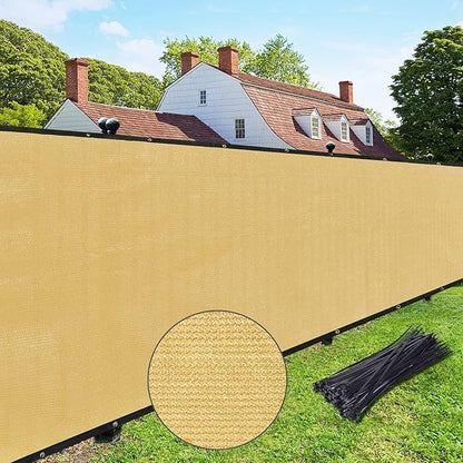UPGRADE Privacy Fence Screen 5'x29' Sand Outdoor 90% Visibility Blockage 170 GSM Mesh Shade Cover Panels for Backyard,Balcony,Home Decoration with Zip Ties,Customized Avaliable
