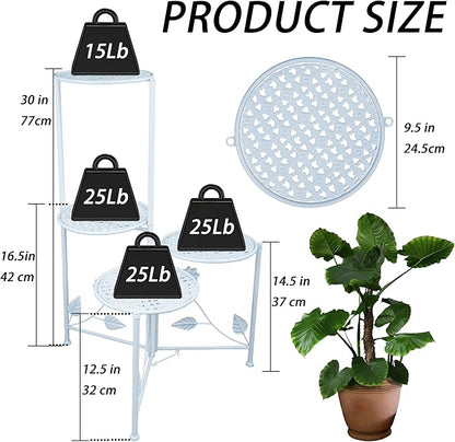 Plant Stand Indoor Outdoor, 3/4 Tier 30" Tall Metal Flower Pot Holder Shelves for Multiple Plants, Multi Tiered Planter Rack Display Shelf for Patio Garden Living Room Corner(White)