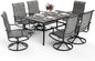 Pamapic 7-Piece Patio Dining Furniture Set with Swivel Chairs, Outdoor Table & 6 Textilene Chairs for Garden, Backyard, Pool, Deck, Gray
