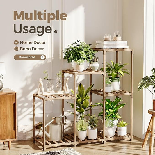 Plant Stand Indoor Wood Plant Shelf Outdoor Tiered Plant Rack