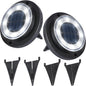 Flacchi Solar Lights Outdoor - Solar Powered Ground Lights Outdoor Solar Disk Light Waterproof Landscape Light for Patio Yard Pathway Walkway Driveway (Cool White, 2 Pack)